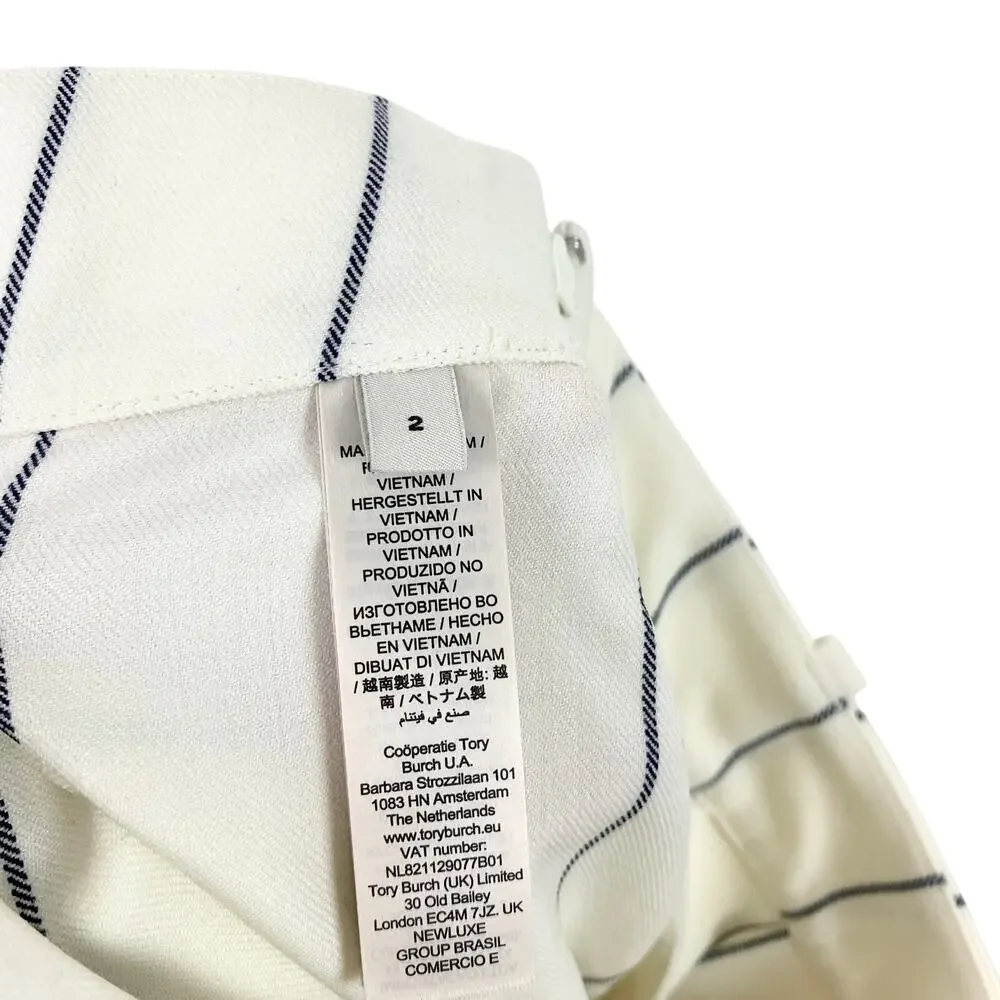 Tory Burch Wool Performance Pleated Golf Mini Skirt New Ivory Light Stripe 2